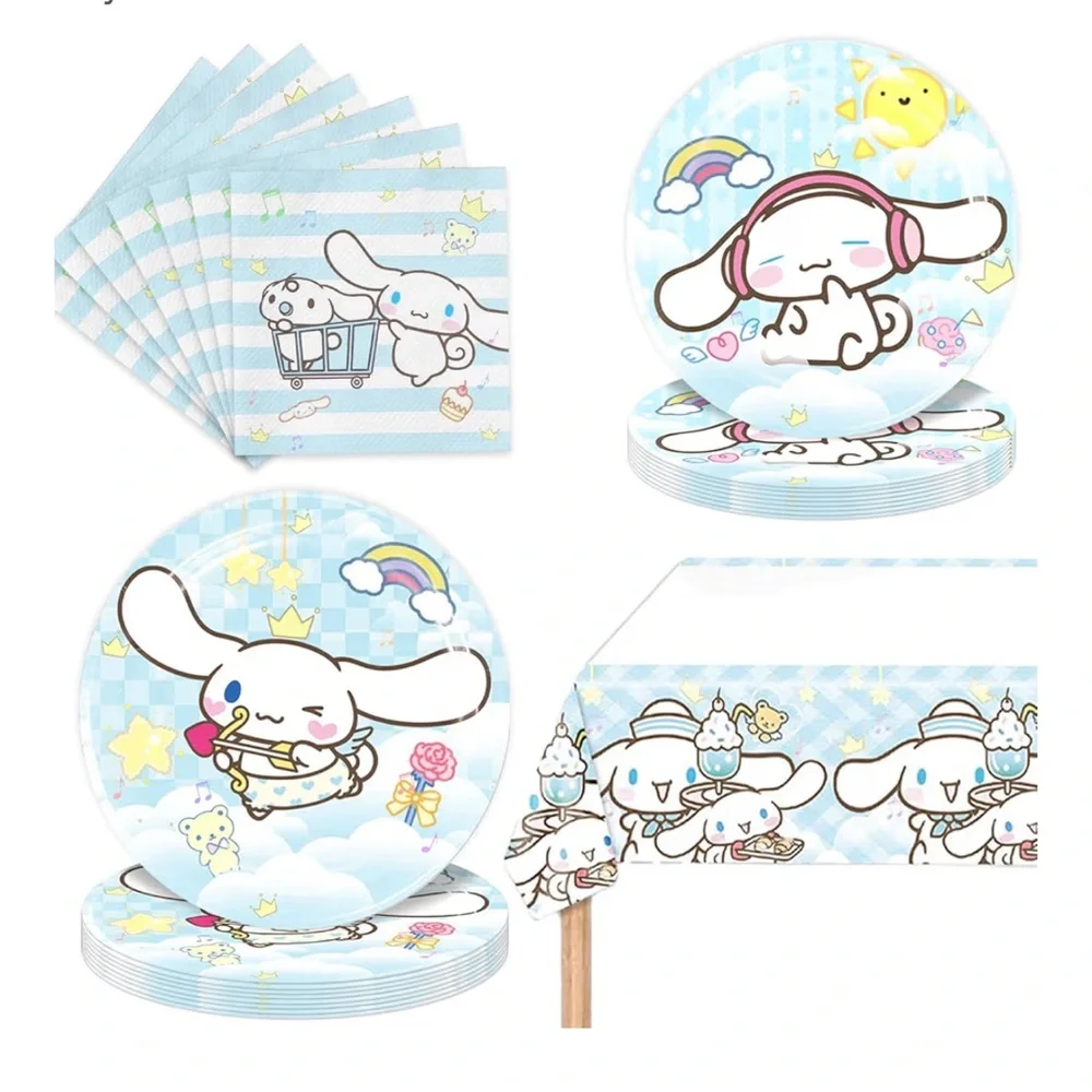 41 piece Cinnamoroll Party Supplies Hello Kitty nwt plates, napkins, tablecloth